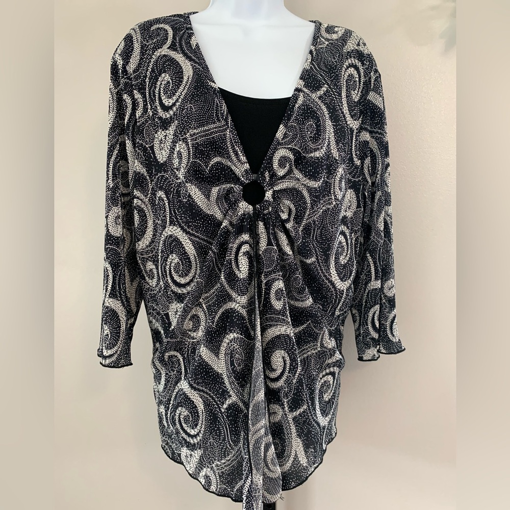 Dressbarn Monochrome Swirl Top